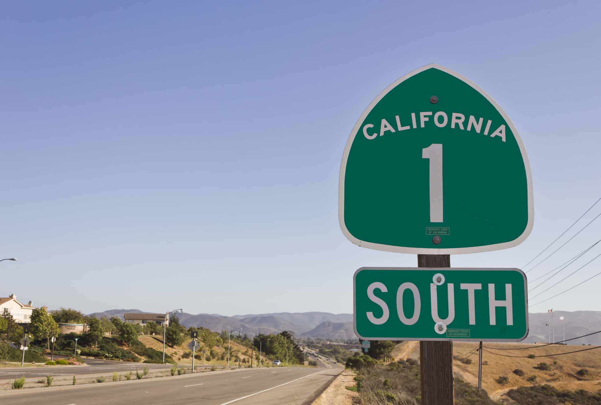 California highway 1 green sign