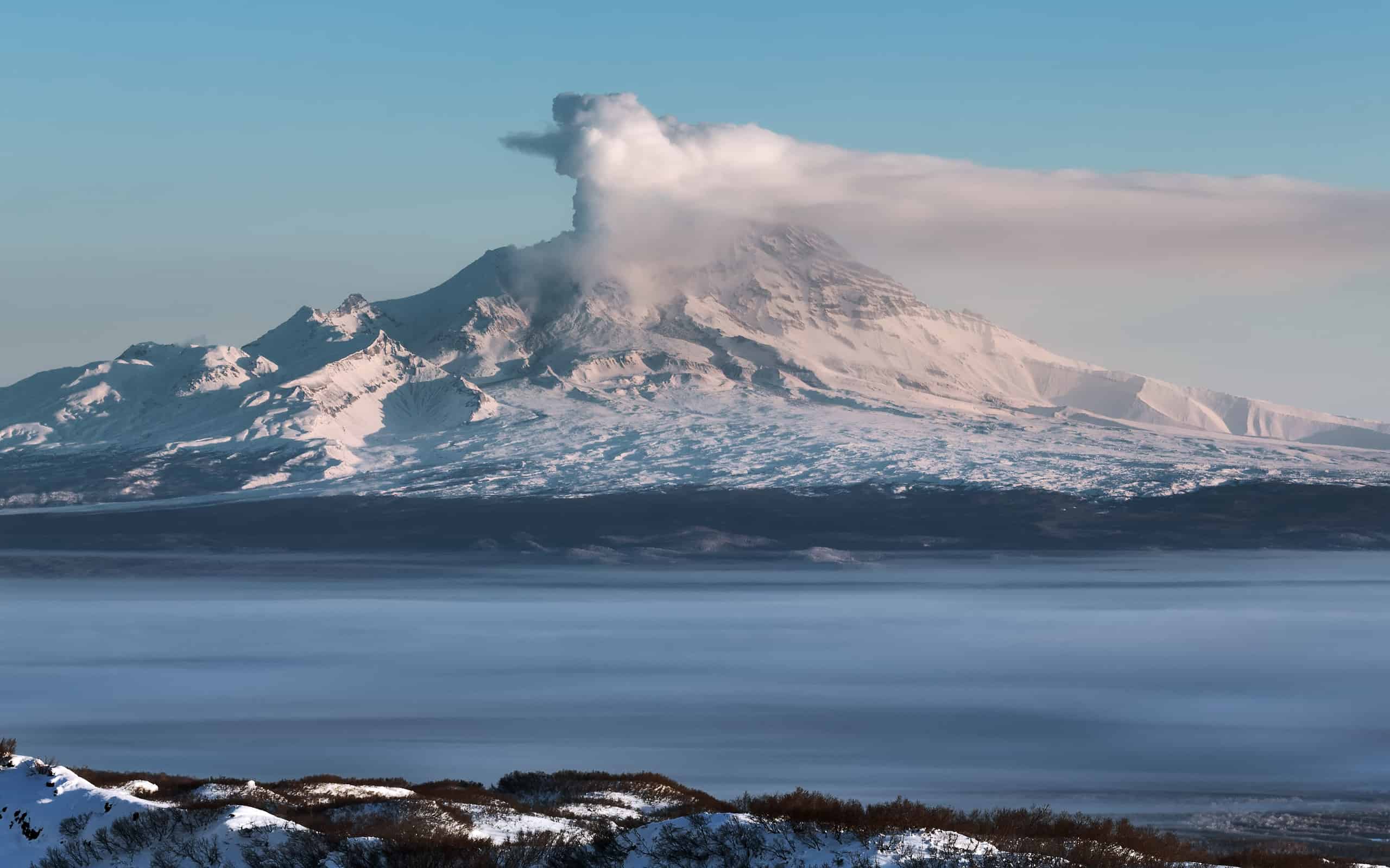 Shiveluch Volcano - eruption active volcano of Kamchatka Peninsula