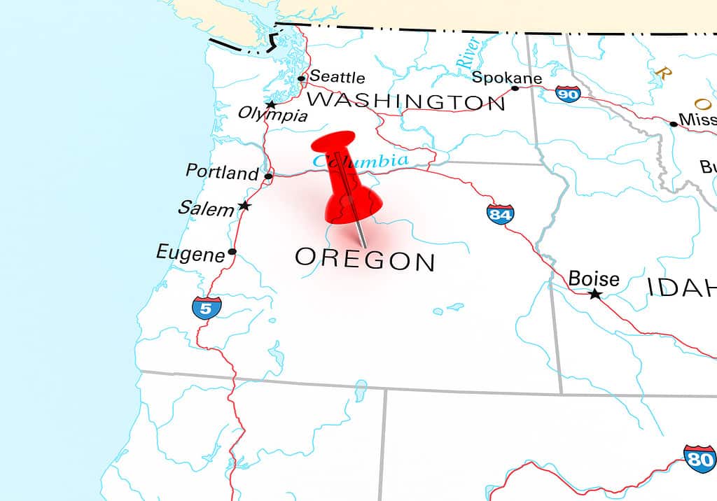Interstate 5 in Oregon passes through Portland, Eugene, and the capital of Salem.