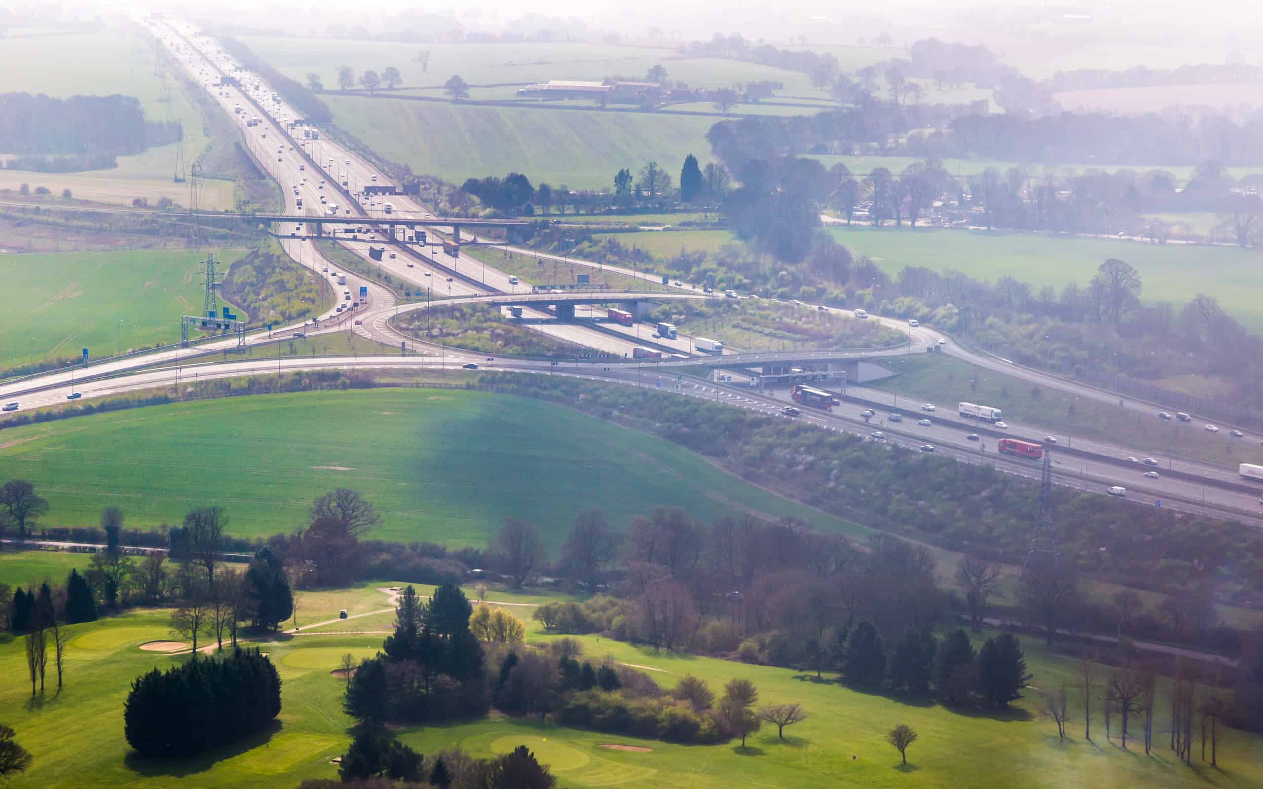 Motorway junction aerial view
