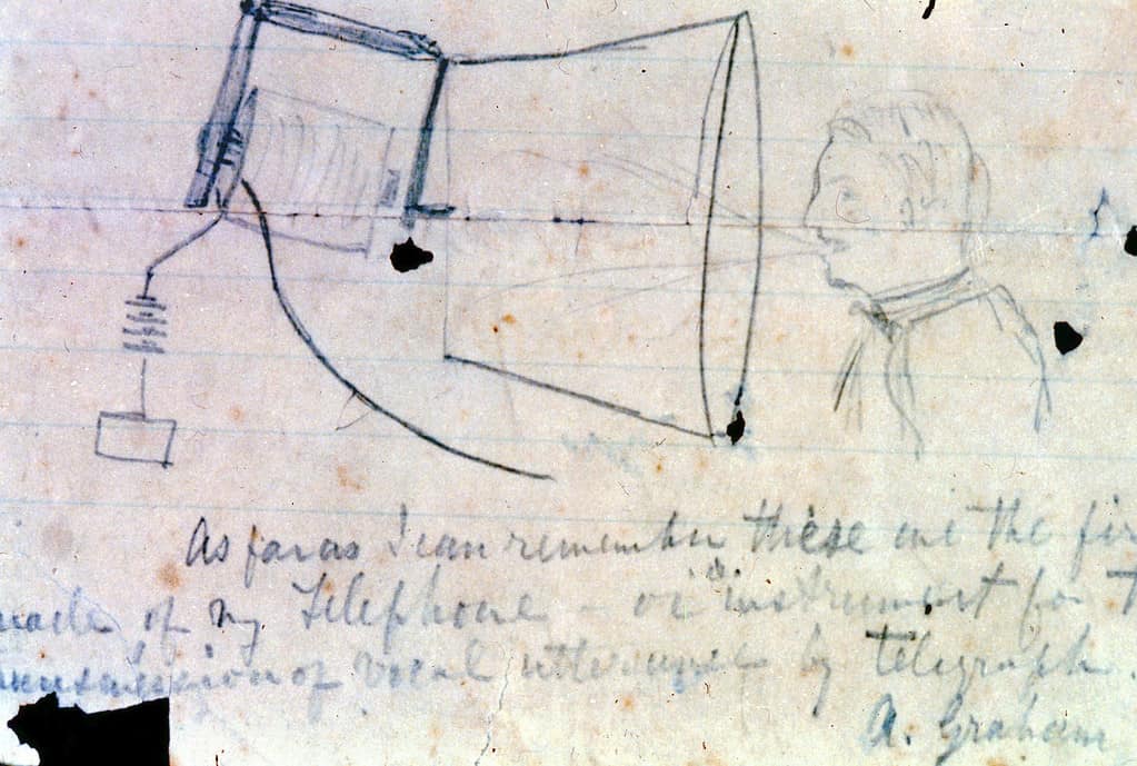 Alexander Graham Bell's telephone sketch