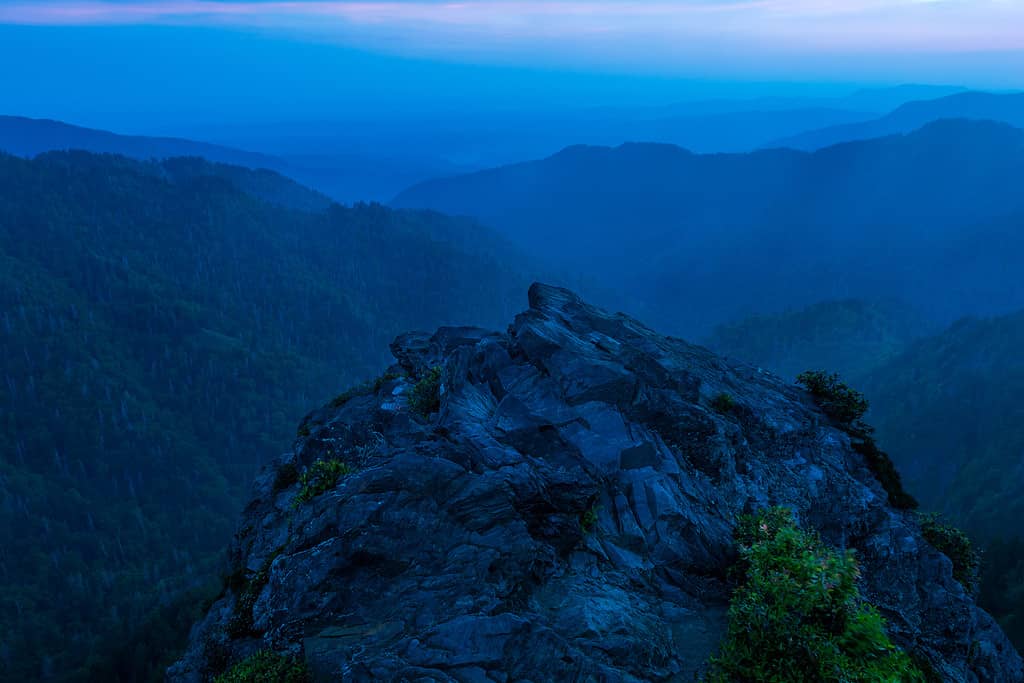 Sunrise from Charlies Bunion. The Appalachian Trial is renowned for providing remote spots full of natural beauty. 