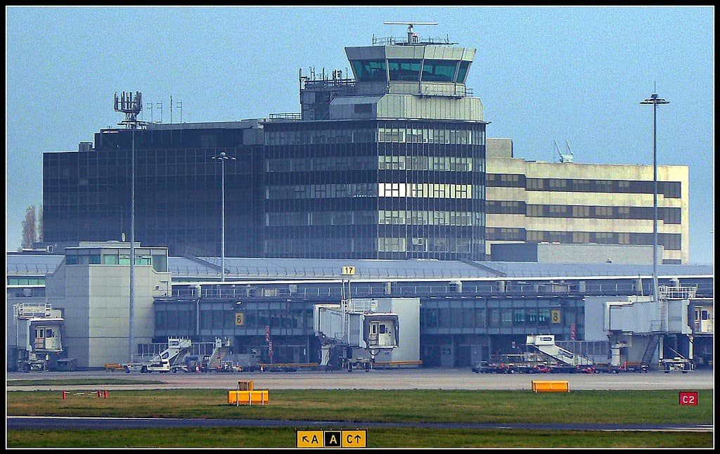Manchester, England airport control tower