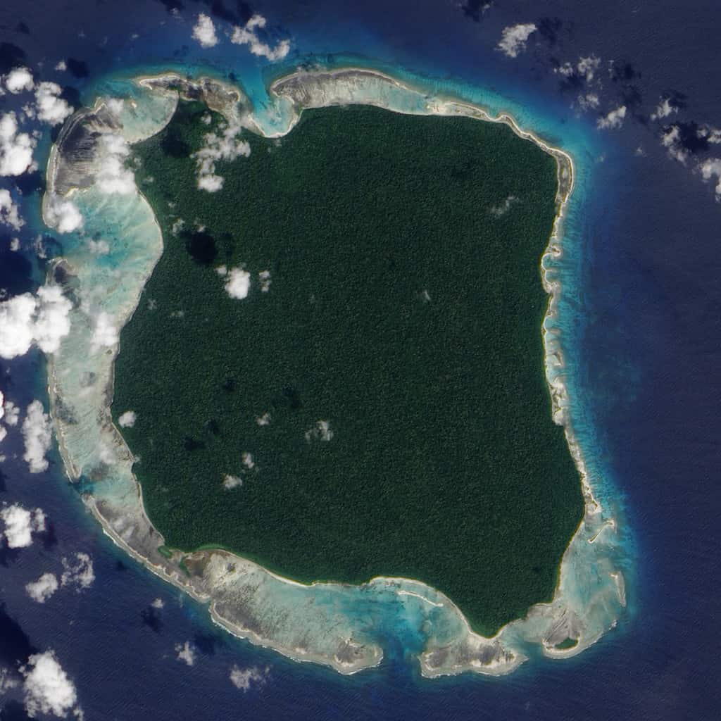North Sentinel Island in the Andaman Islands territory seen from above
