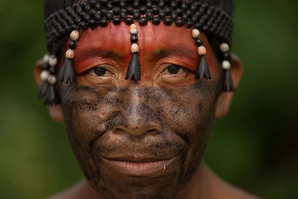 Chief Adílio Kanamari or Arabonã in the village of Bananeira. Vale do Javari, Brazil. The most remote spot in the Amazon Rainforest.