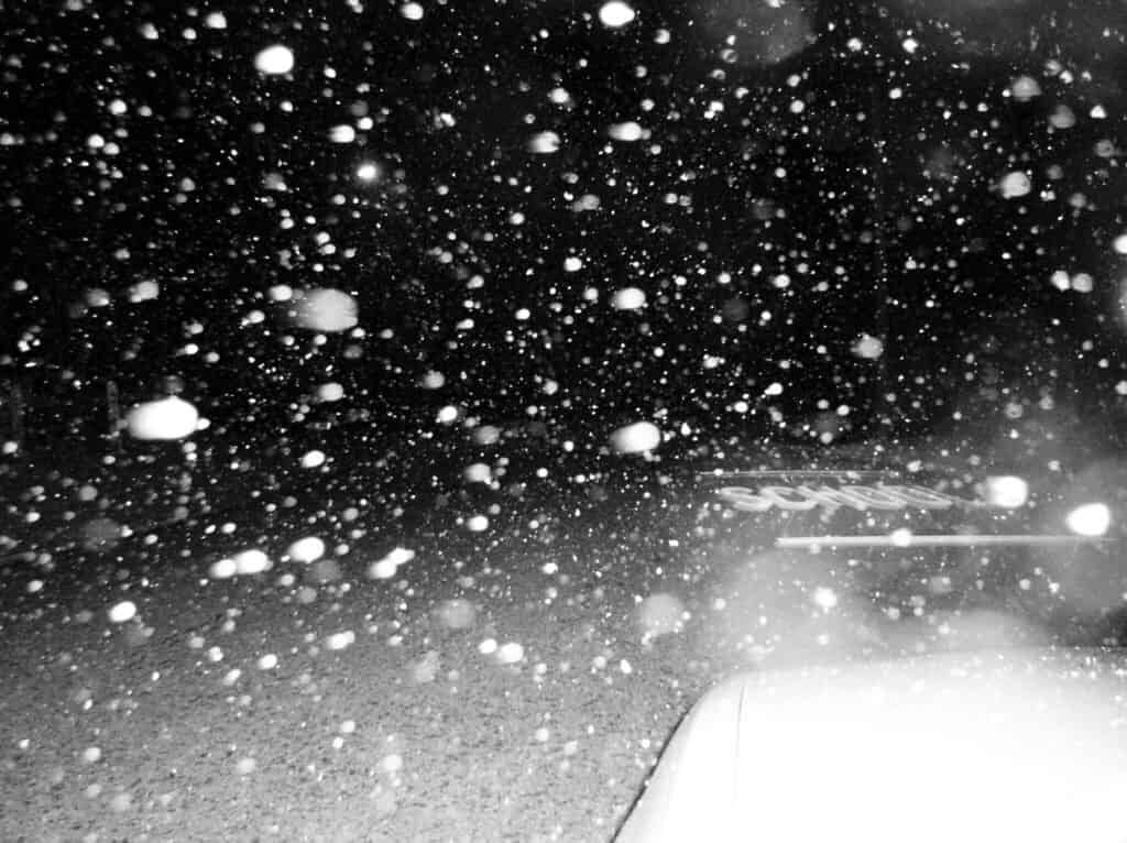 Snowing while driving