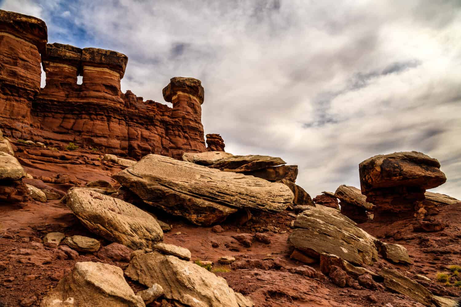 The formations on the Maze Overlook Trail in the Canyonlands National Park are massive and breathtaking.
