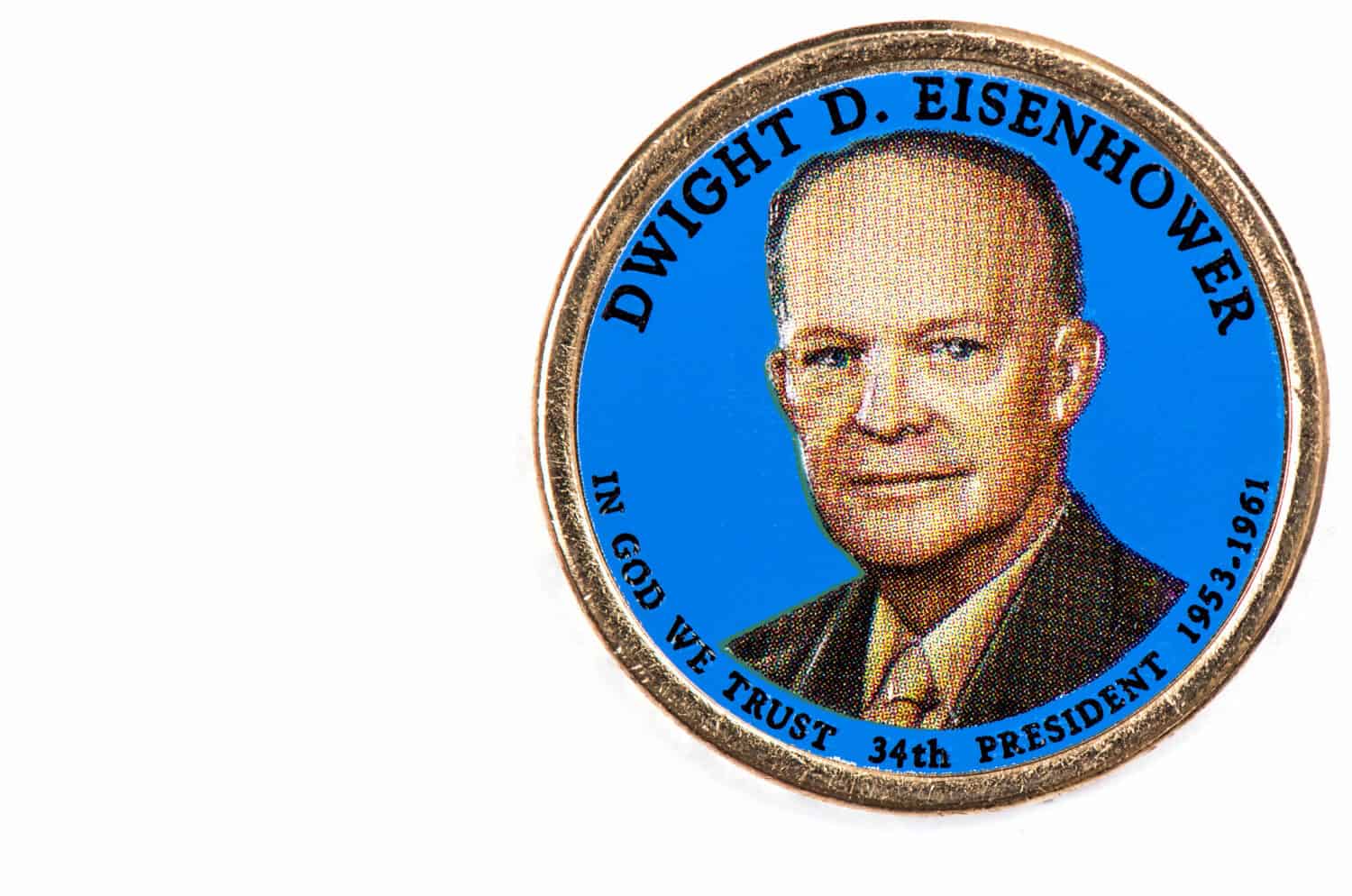 Dwight D. Eisenhower Presidential Dollar, USA coin a portrait image of LYNDON B. JOHNSON in God We Trust 34th PRESIDENT 1953-1961 on $1 United State of Amekica, Close Up UNC Uncirculated - Collection