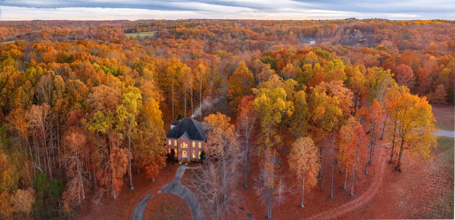 Autumn home with falls colors