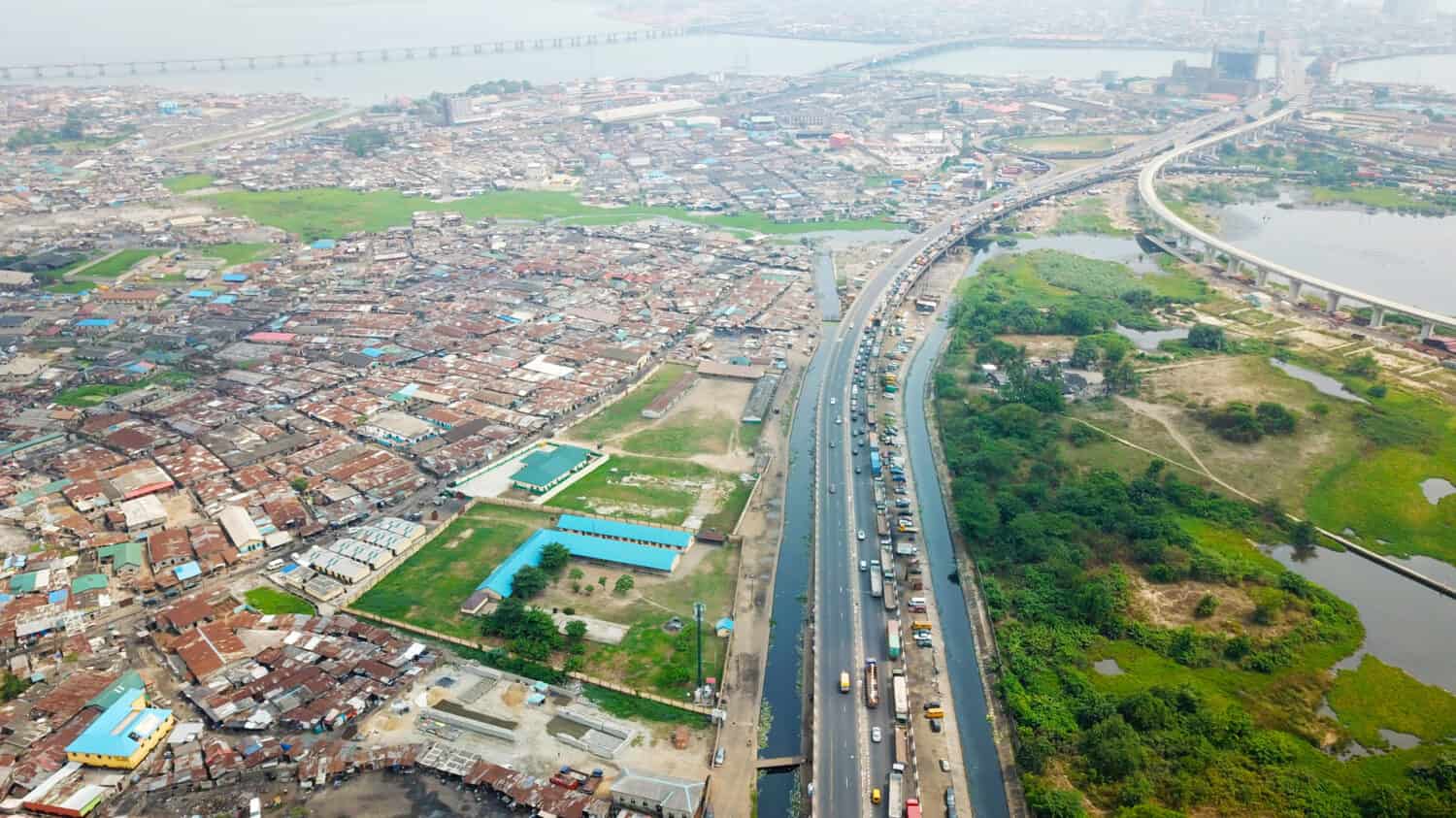 Scenic aerial view of Ikorodu road Lagos State Nigeria