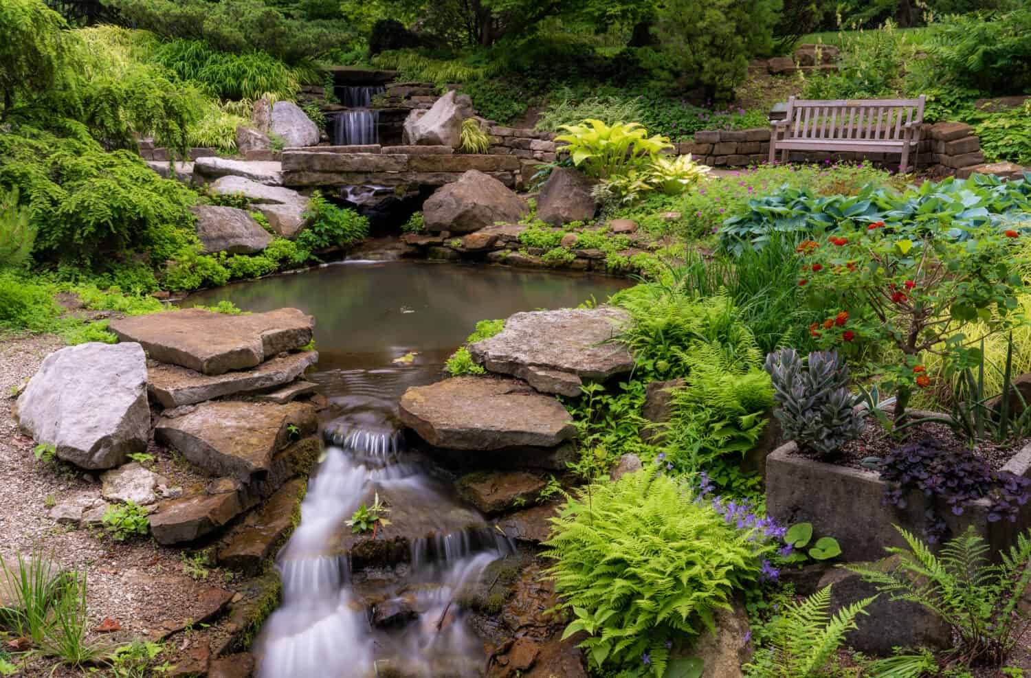 Peaceful Zen Garden Scene at Inniswood metro Park in Columbus Ohio.  
