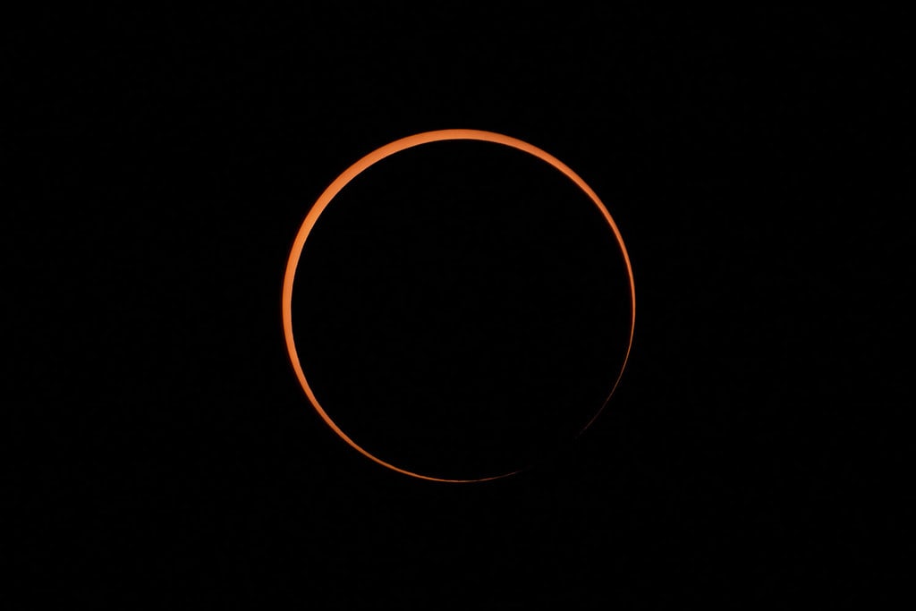 Silhouette of Annular Solar Eclipse with black background