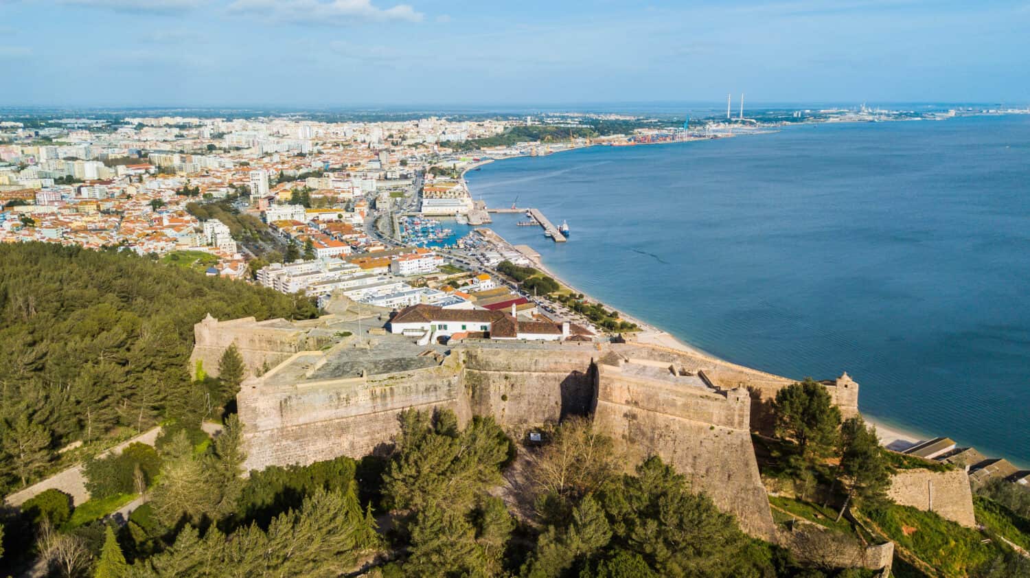 Aerial view of the city of Setúbal, Portugal