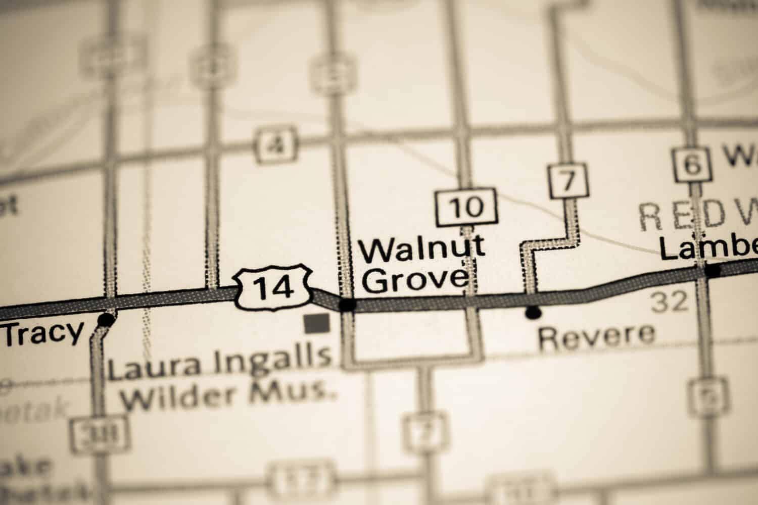 Walnut Grove. Minnesota. USA on a map