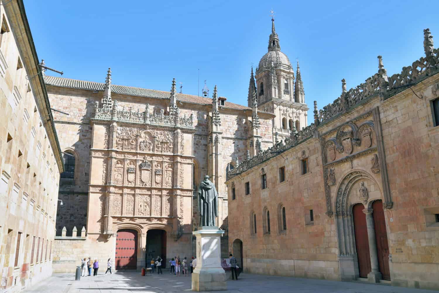 Beautiful view of famous University of Salamanca, the oldest university in Spain and one of the oldest in Europe, in Salamanca, Castilla y Leon region, Spain 