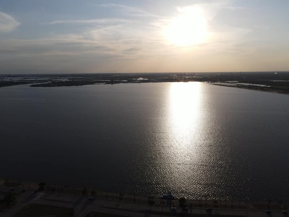 Sunset over lake Charles in Lousiana