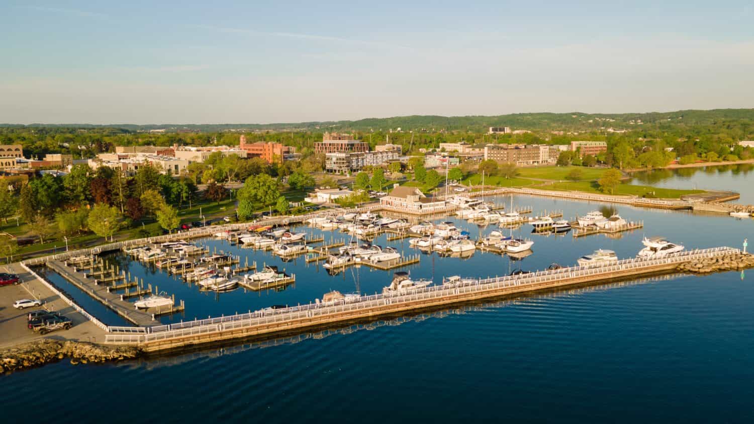 Richest Counties in Michigan, Boat Marina in Grand Traverse Bay, Traverse City Michigan. 