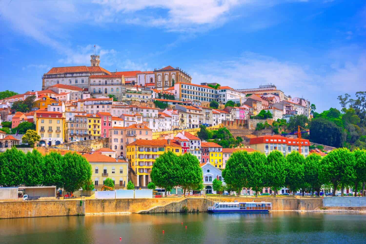 View of cityscape of old town of Coimbra, Portugal