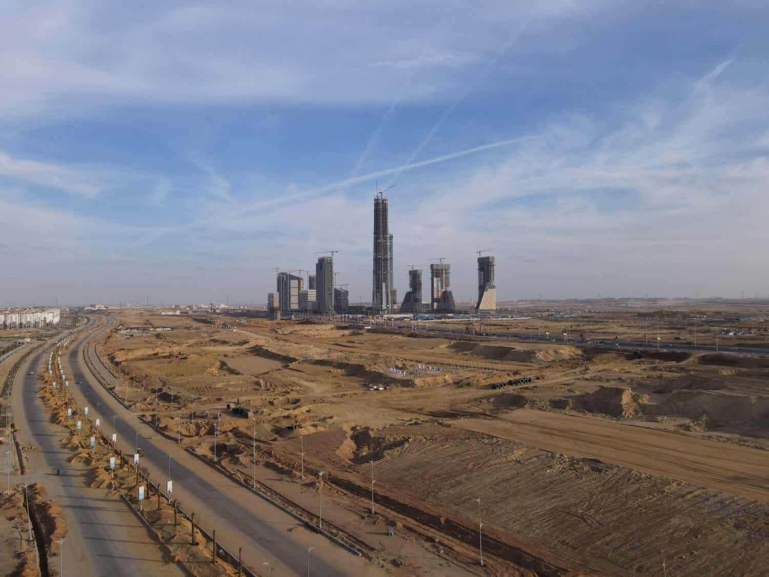 Amazing drone shot to the iconic tower in Egypt new Capital, under Construction 