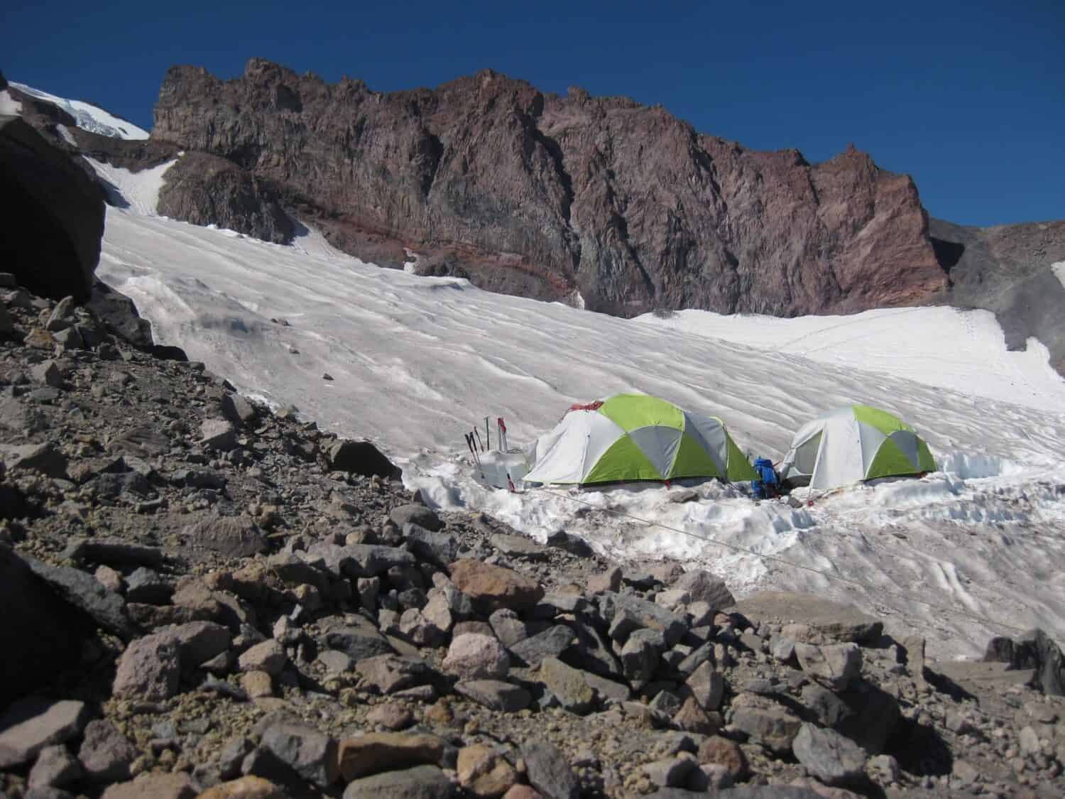Tents at Camp Muir, Climbing Mount Rainier