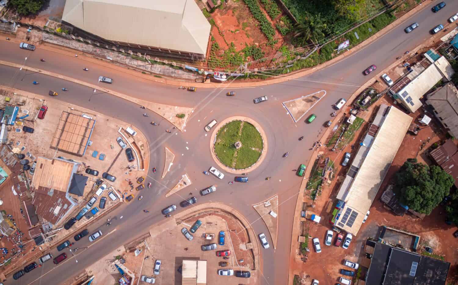 An aerial image of a roundabout in Nsukka, Enugu in Nigeria