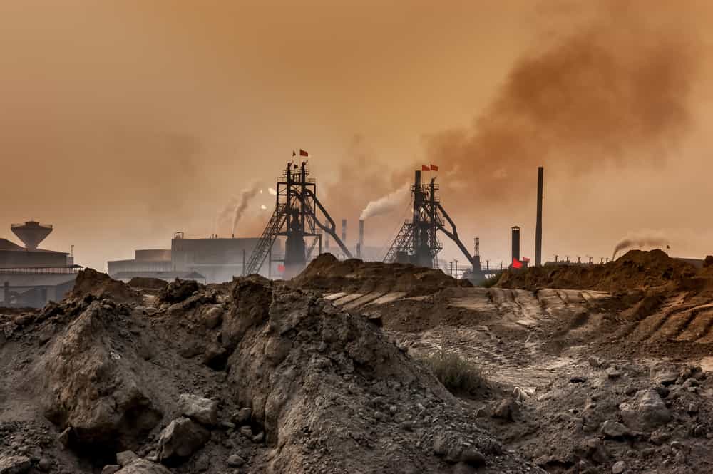 An industrial plant pollutes the air and produces hazardous waste in Baotou, Inner Mongolia, China.