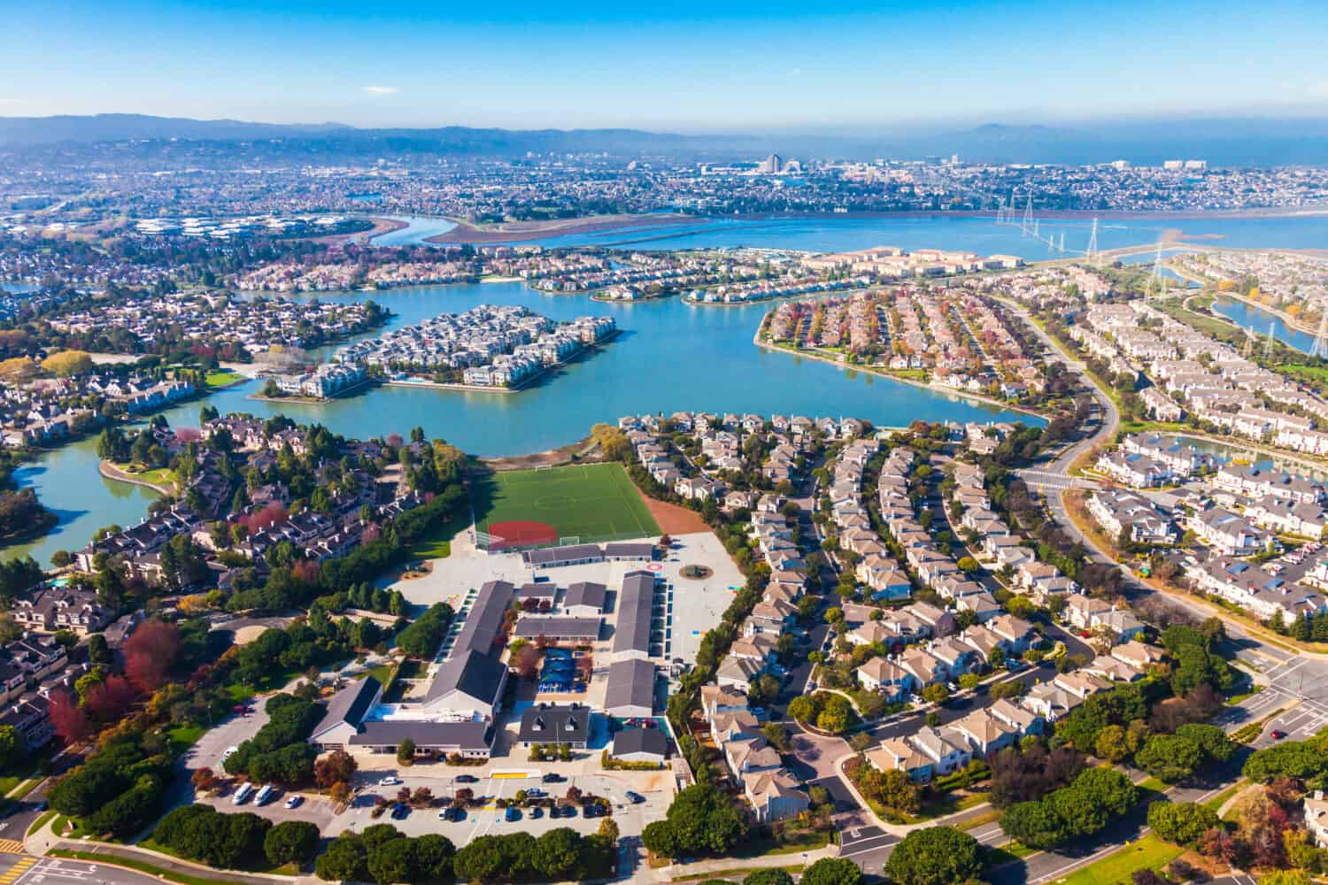 Aerial view of Redwood Shores in California.
