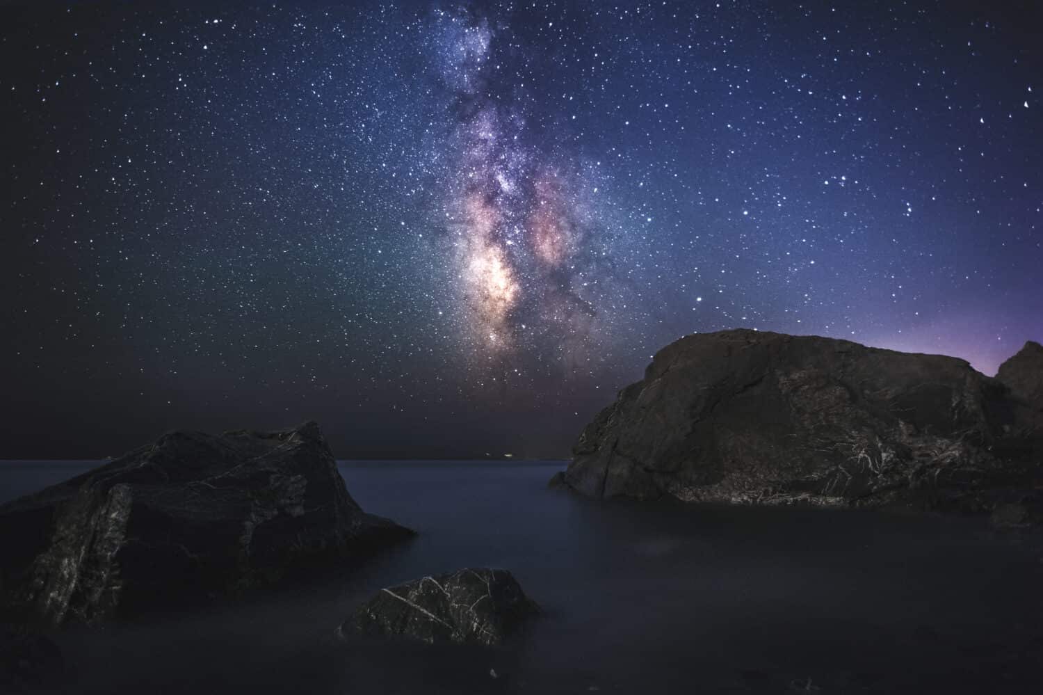Milky Way Galaxy over Therma hotsprings of Kos island