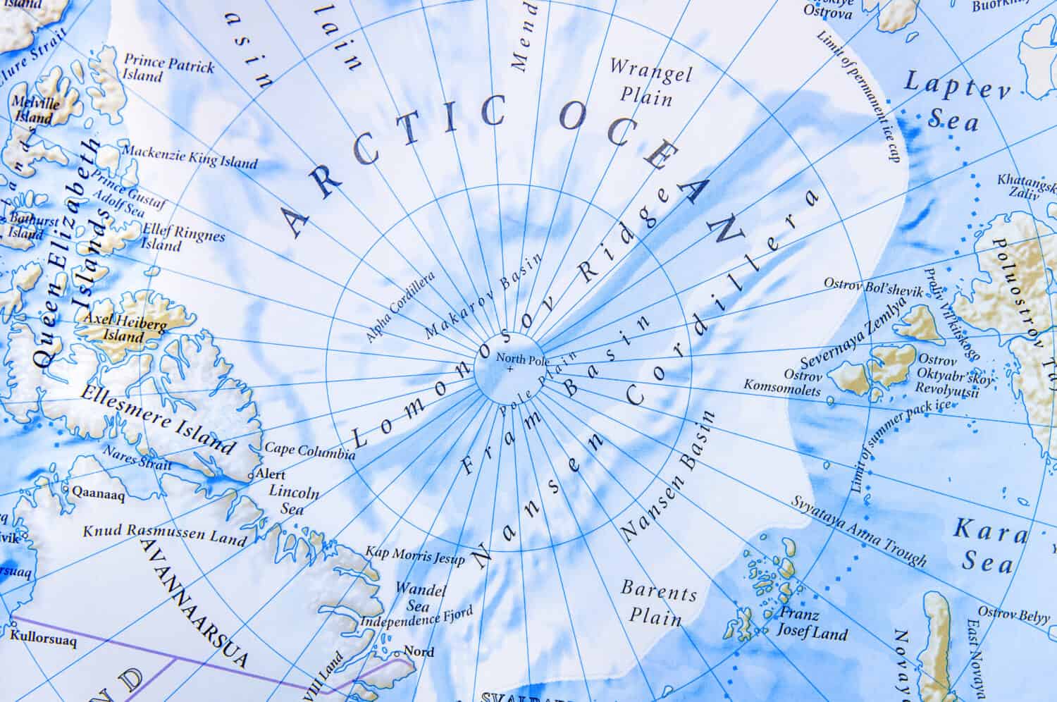 Geographic map of Arctic Ocean close location