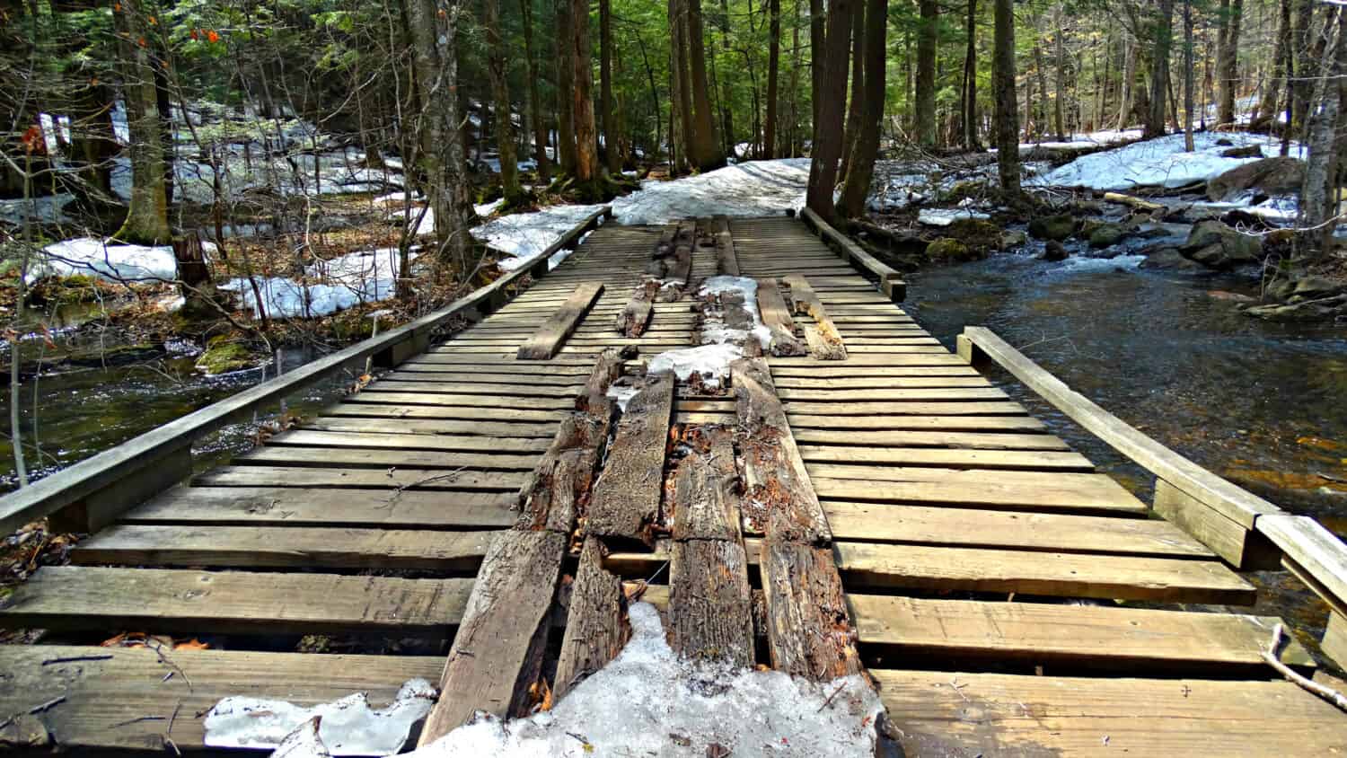 A bridge on the trail to Nine Corner Lake in upstate New York.