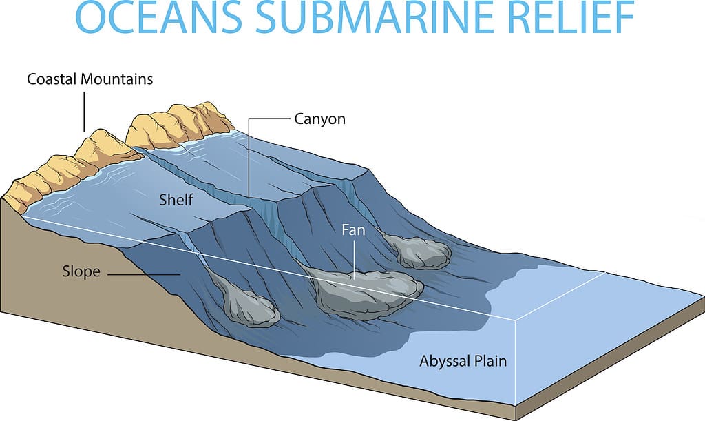 Illustration of Oceans Submarine relief - vector