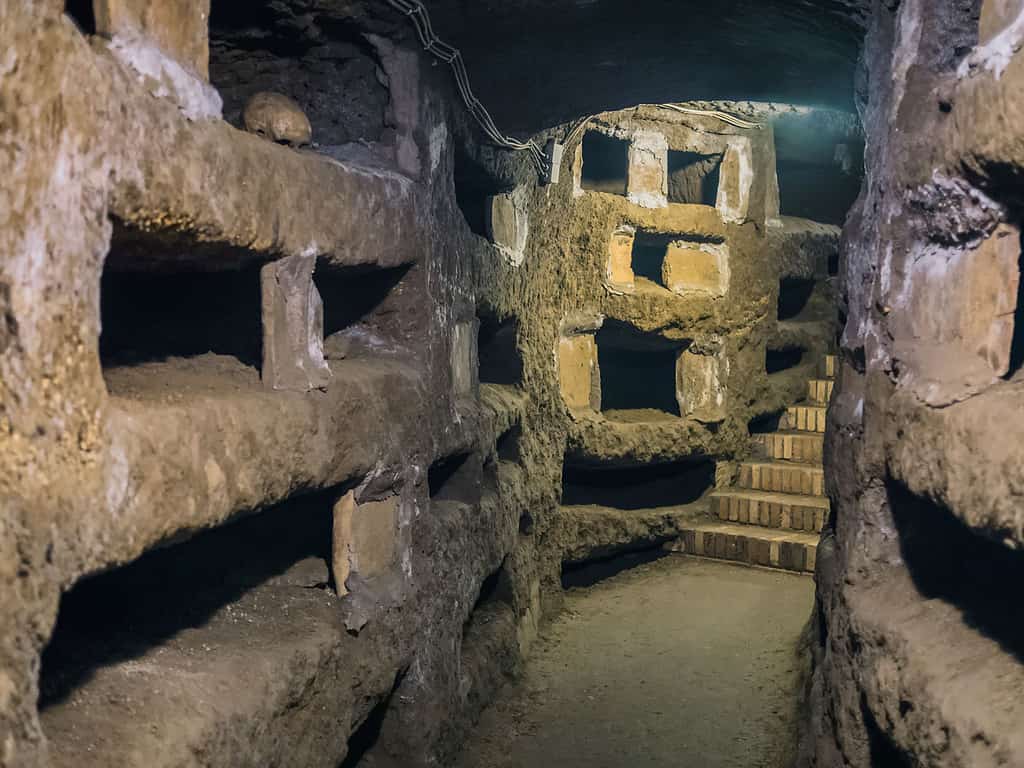 People can only visit The Catacombs of Rome with a tour guide.