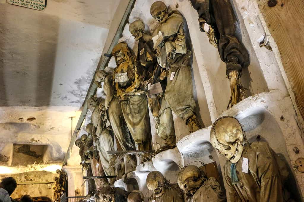 The Capuchin Monastery Catacombs has deceased Capuchin monks propped up in their finest regalia.
