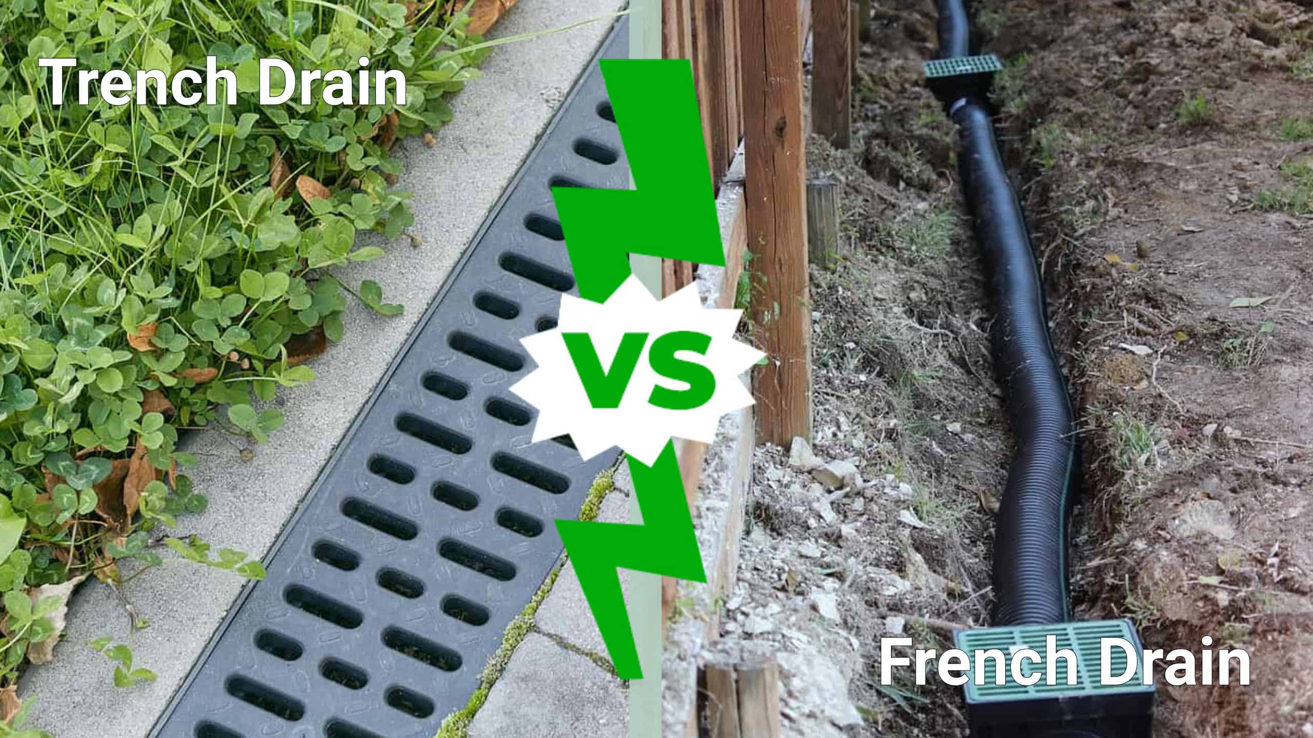 Trench drain vs. French drain