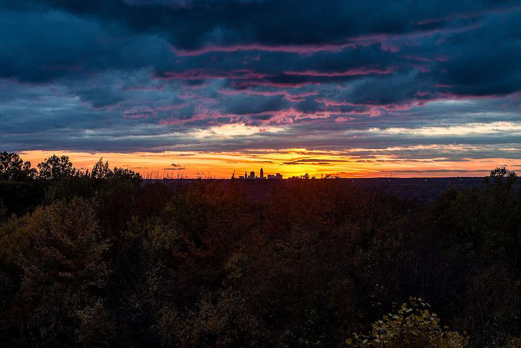 Skyline of Downtown Cleveland from the Chapin Forest Reservation.