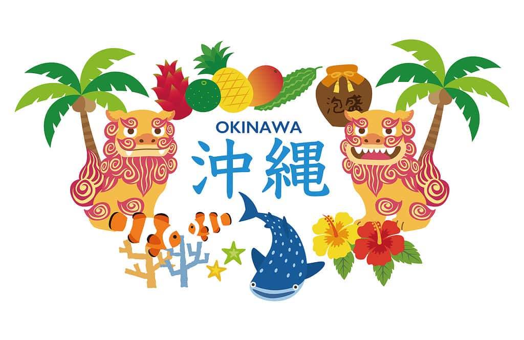 Okinawa illustration with local specialty