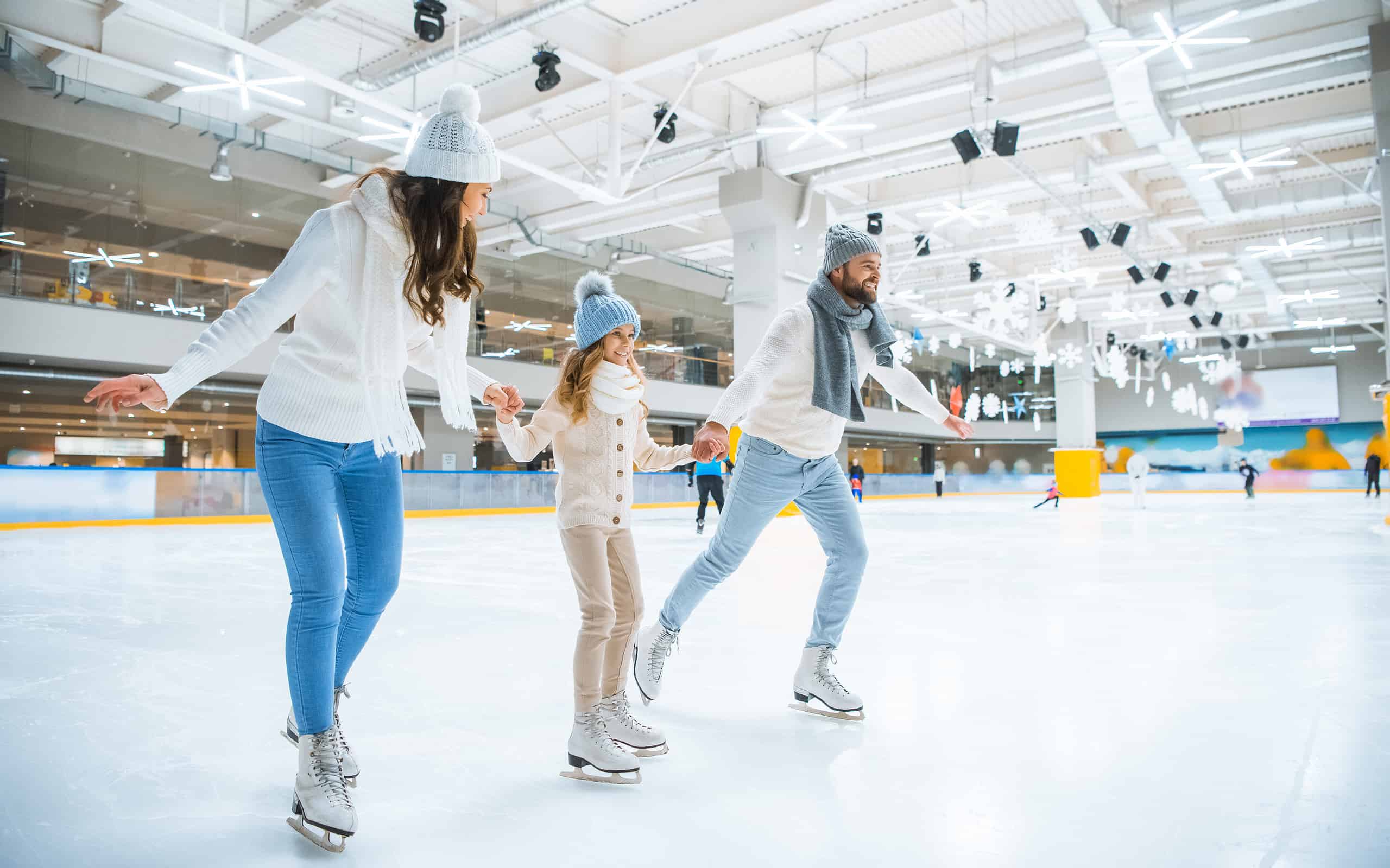Ice-skating, Family, Ice Rink, Indoors, Skating