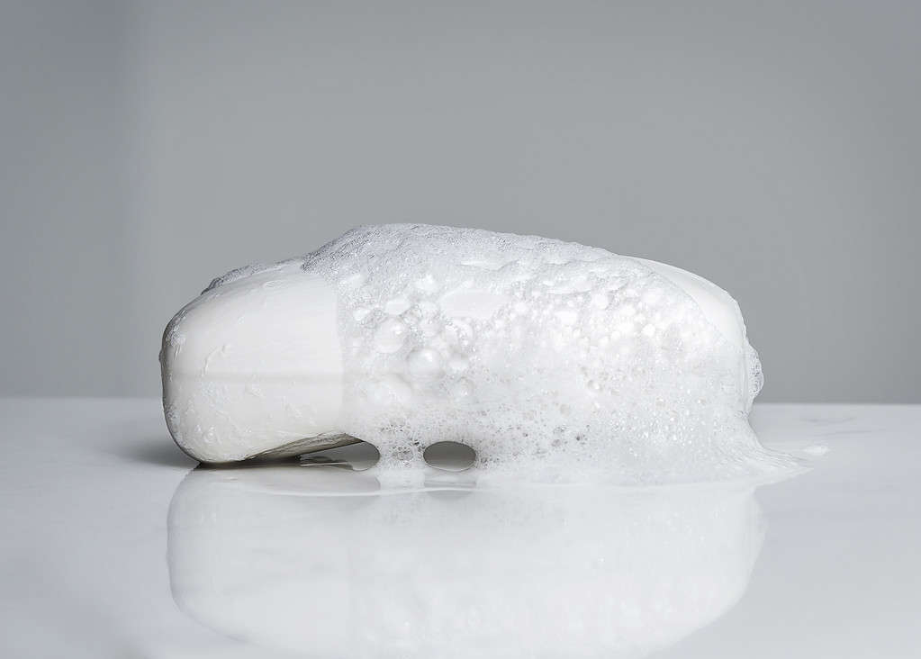 Bar of soap with soap suds