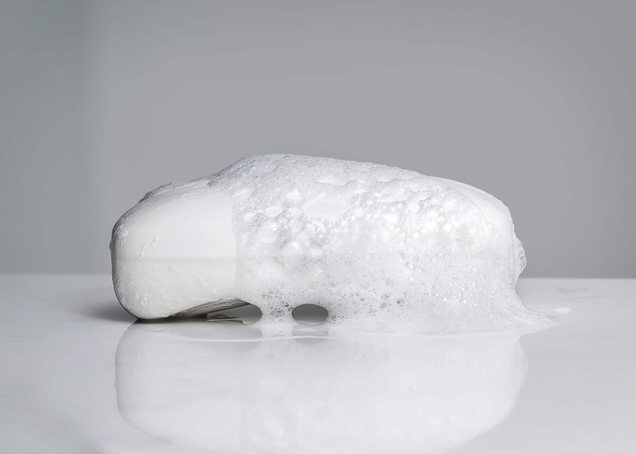 Bar of soap with soap suds