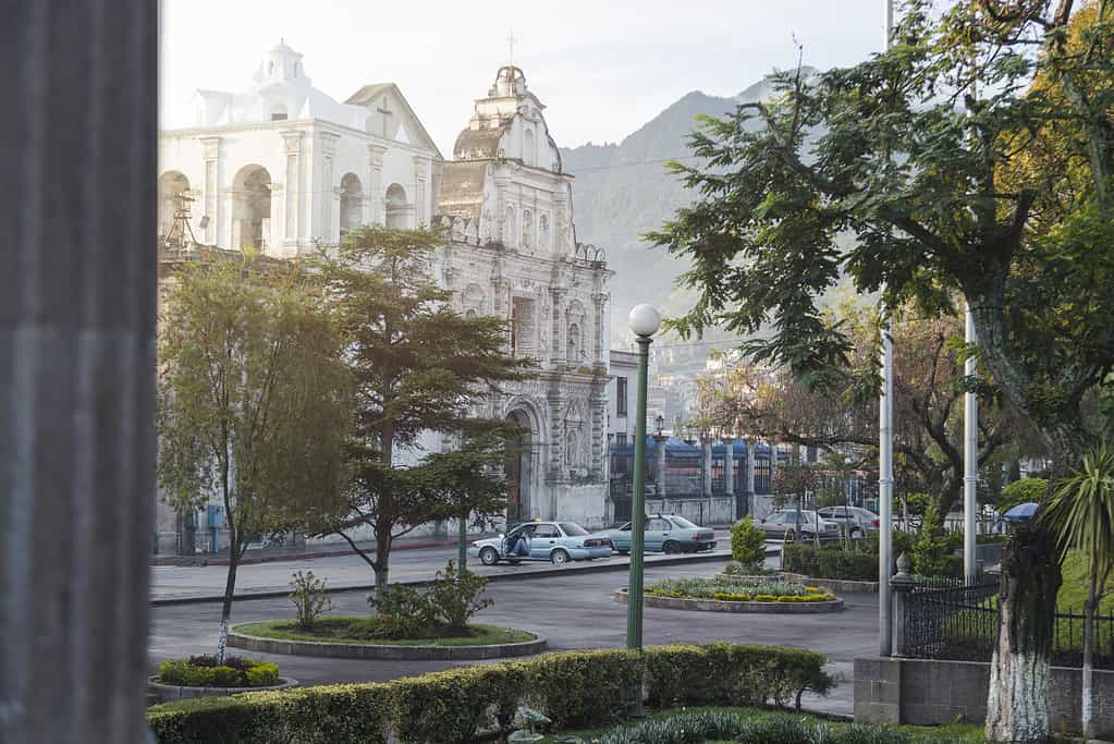 Cathedral of the Holy Spirit of Quetzaltenango Guatemala - Neo-Classical and Baroque cathedral of colonial city - Catholic church early in the morning