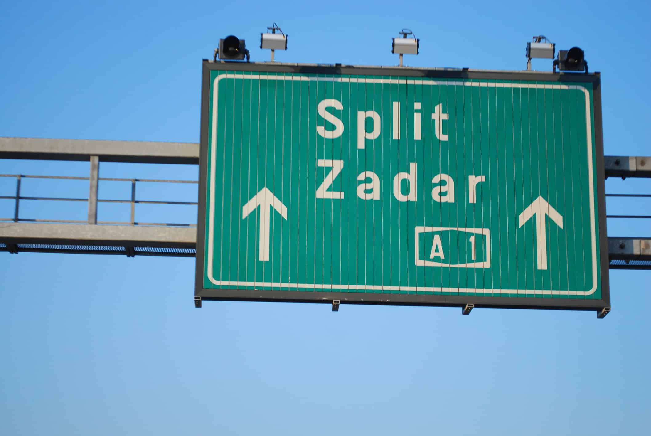 Highway traffic sign in Croatia, Europe
