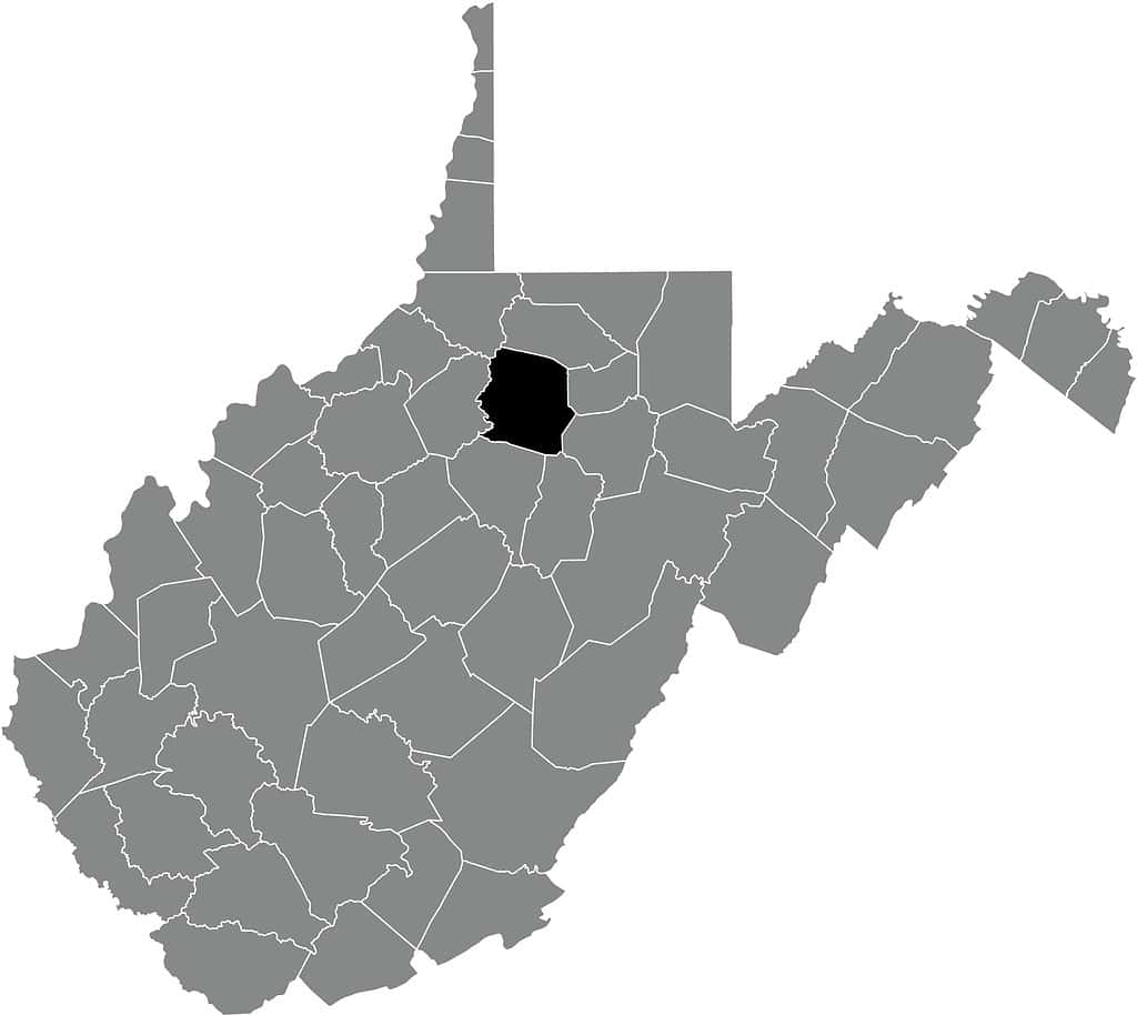 Location map of the Harrison County of West Virginia, USA