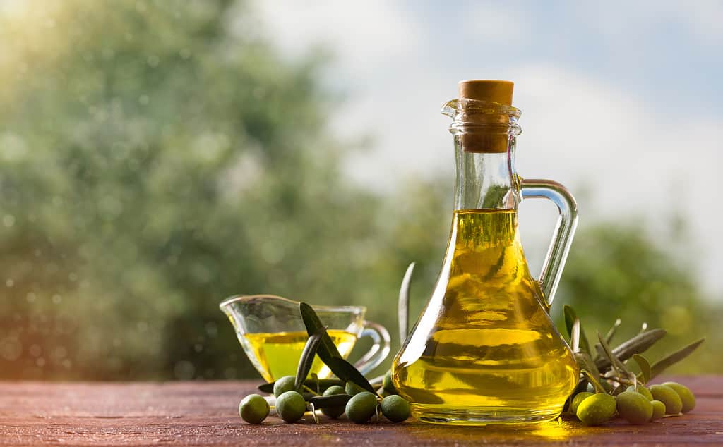 Glass bottle olive oil
