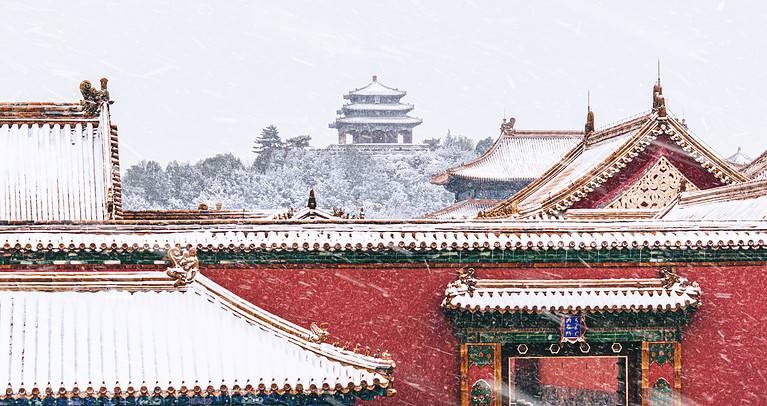 Forbidden City in snowstorm