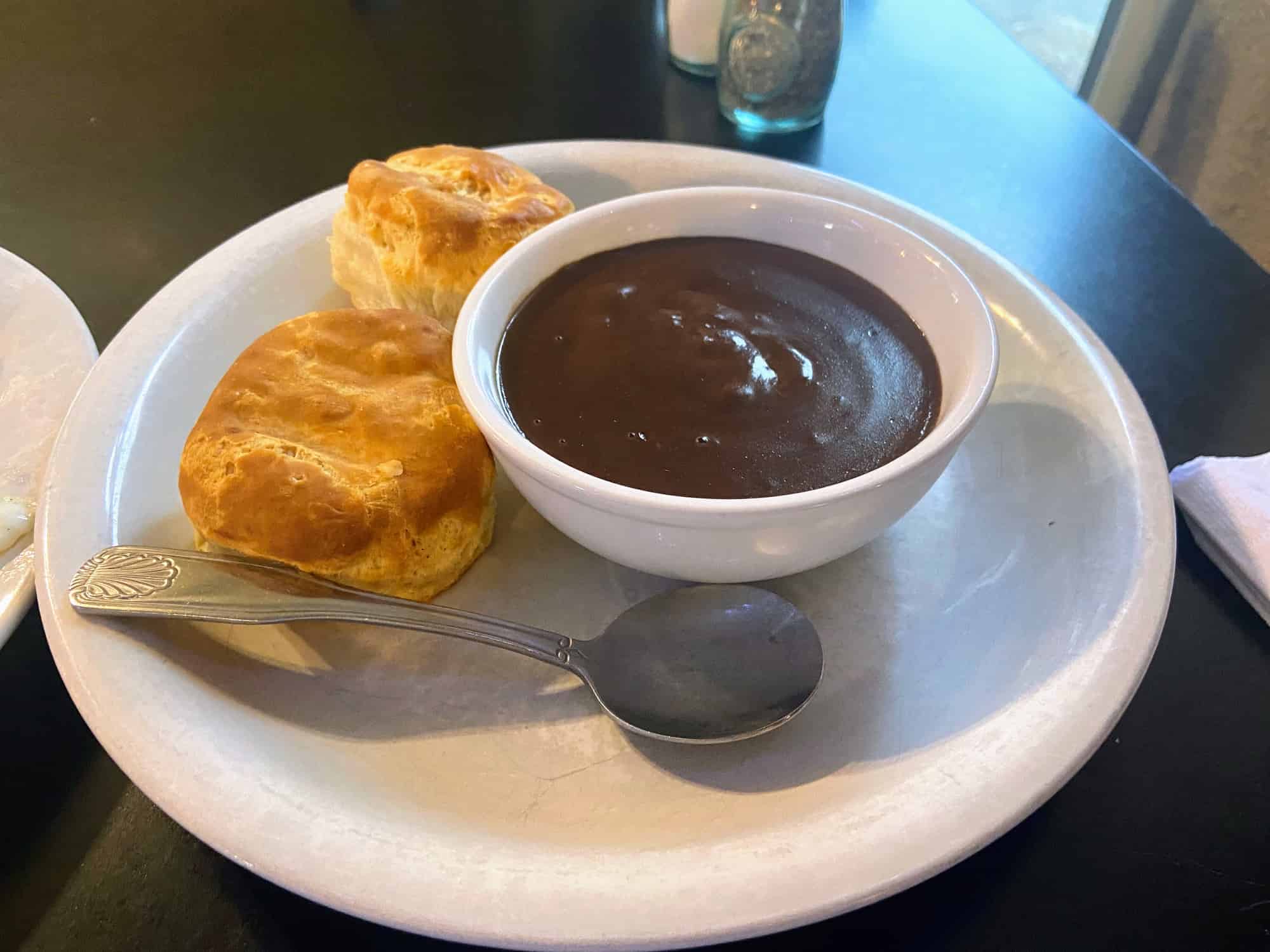 Chocolate gravy with biscuits