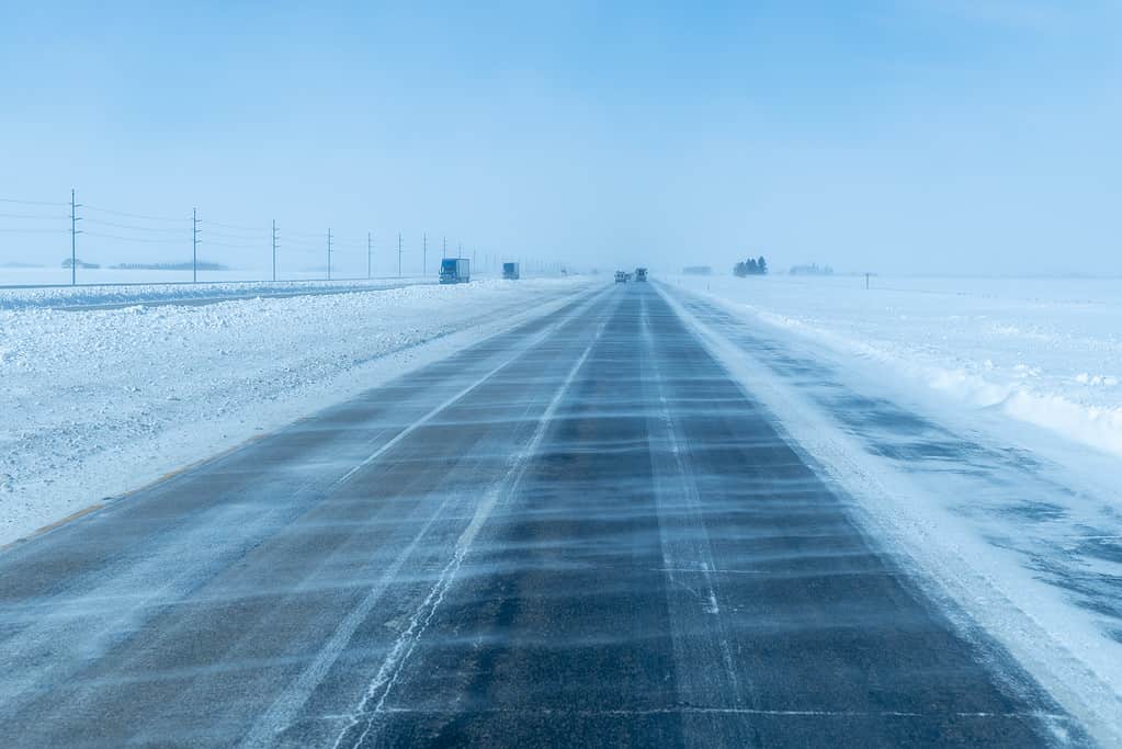 winter storm on highway
