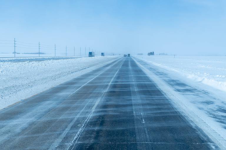 winter storm on highway