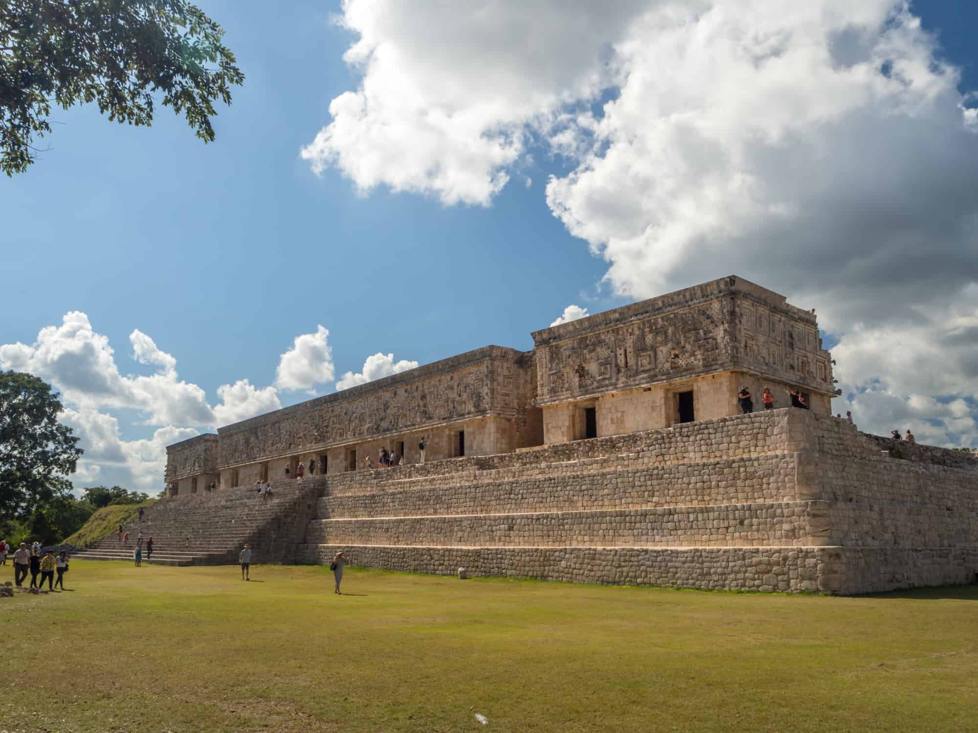 Uxmal, Merida, Mexico, South America : [Uxmal archeological site pyramid ruins, tourist destination, indian Aztec Mayan Zapotec]