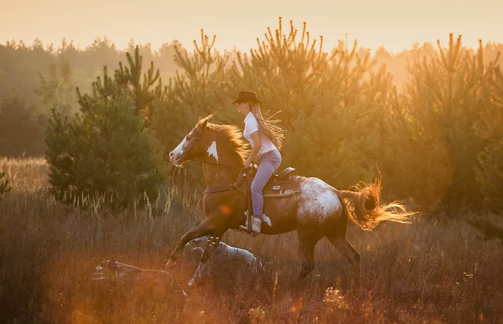 Girl riding on an Appaloosa horse