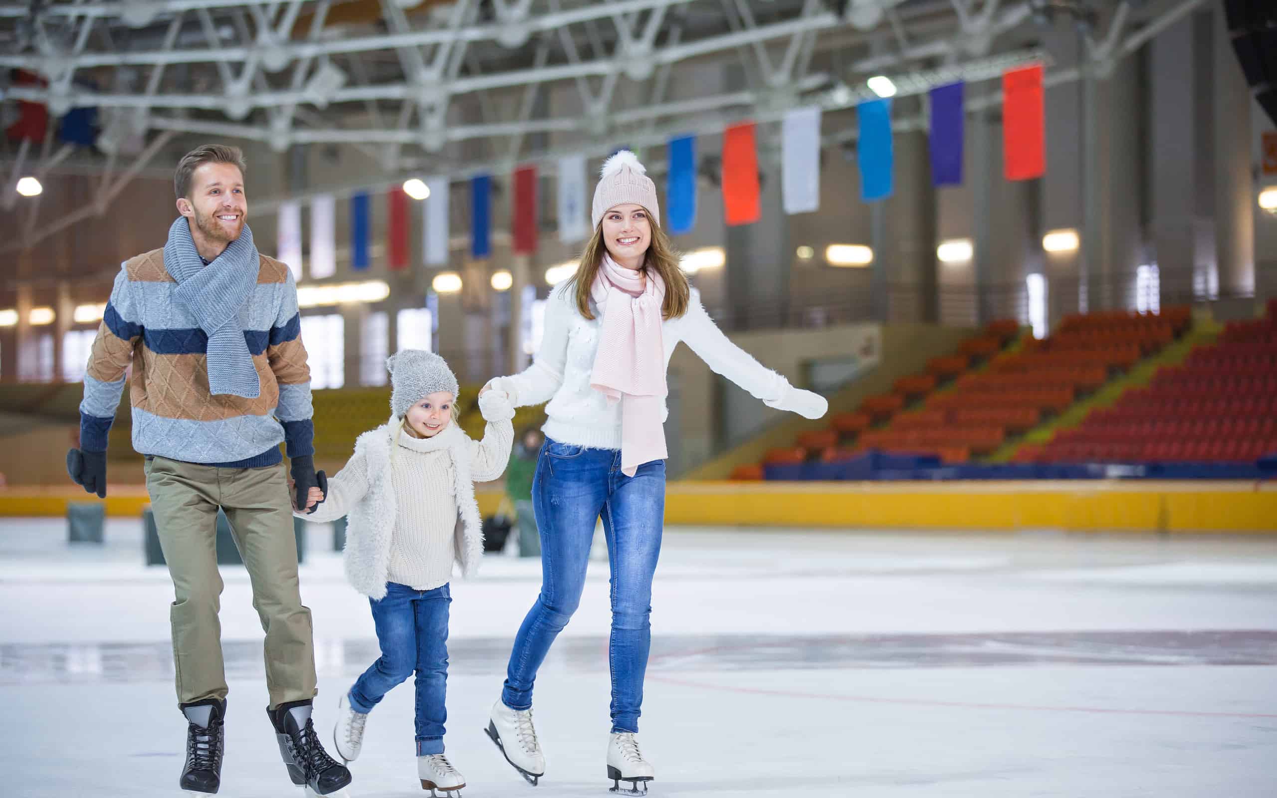 Ice-skating, Family, Ice Rink, Indoors, People